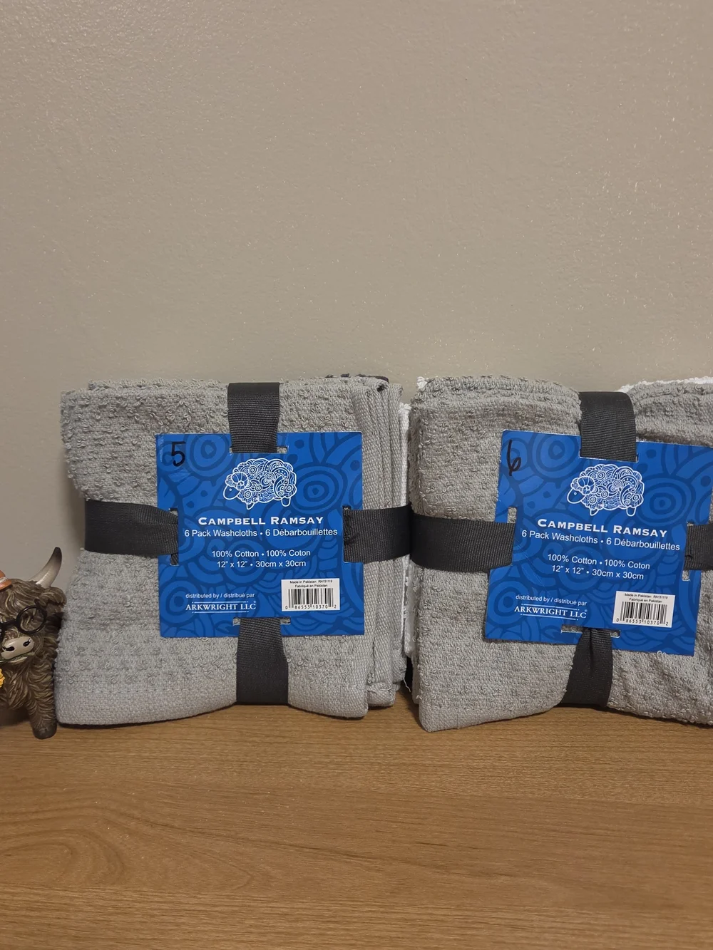 Campbell Ramsay 2 Sets Of 6 Pack Washcloths 100% Cotton 12